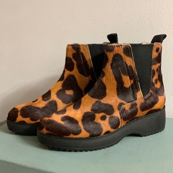LOUISE ET CIE Zareb3 Calf Hair Platform Bootie Leopard Boots‎ - Picture 1 of 8